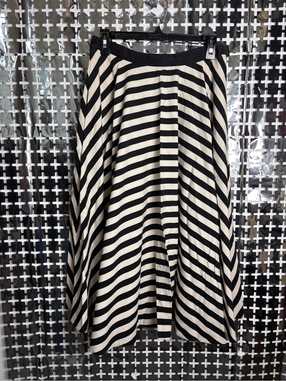 Ralph Lauren Black and White Striped Circle Skirt